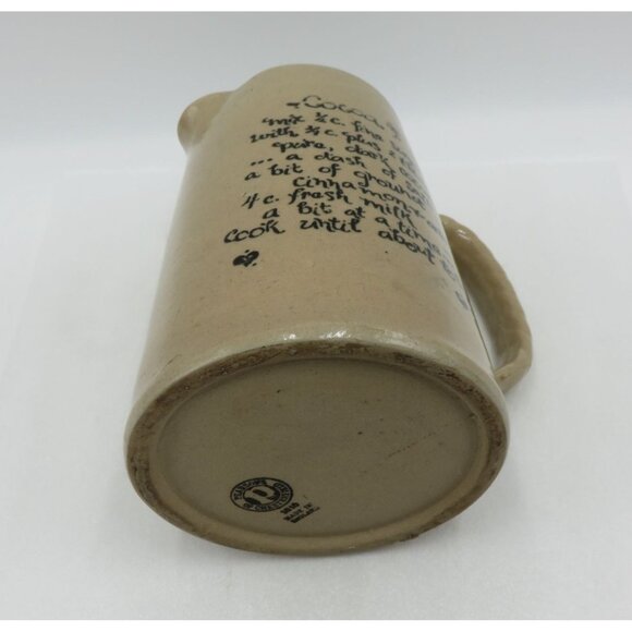 Stoneware Jug With Cocoa Recipe Pearsons Chesterfield England 7" Tall - Picture 9 of 10